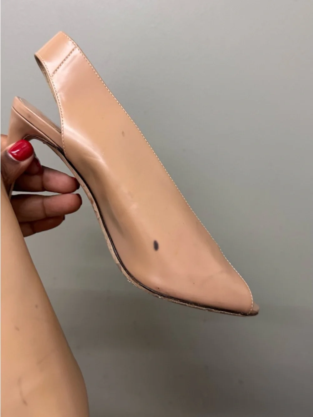 Jimmy Choo Nude Suede Shar Peep Toe Slingback Pumps Womens Size 37 EU Luxe